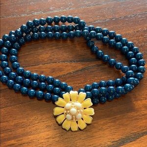 Banana Republic blue and yellow enamel necklace